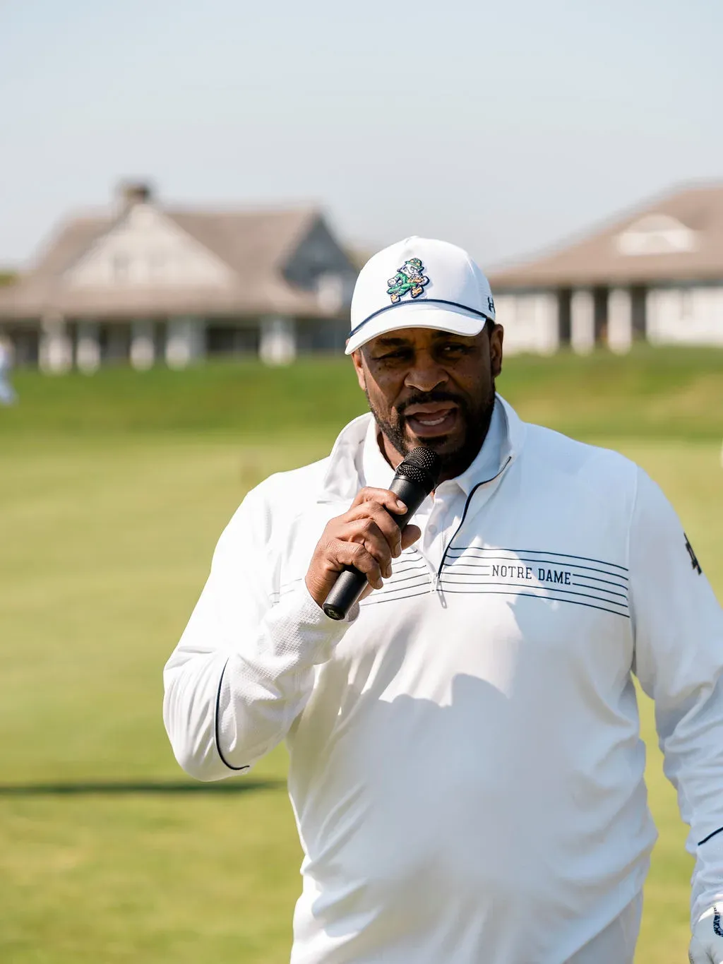 Jerome Bettis addressing players at the Blue & Gold Classic