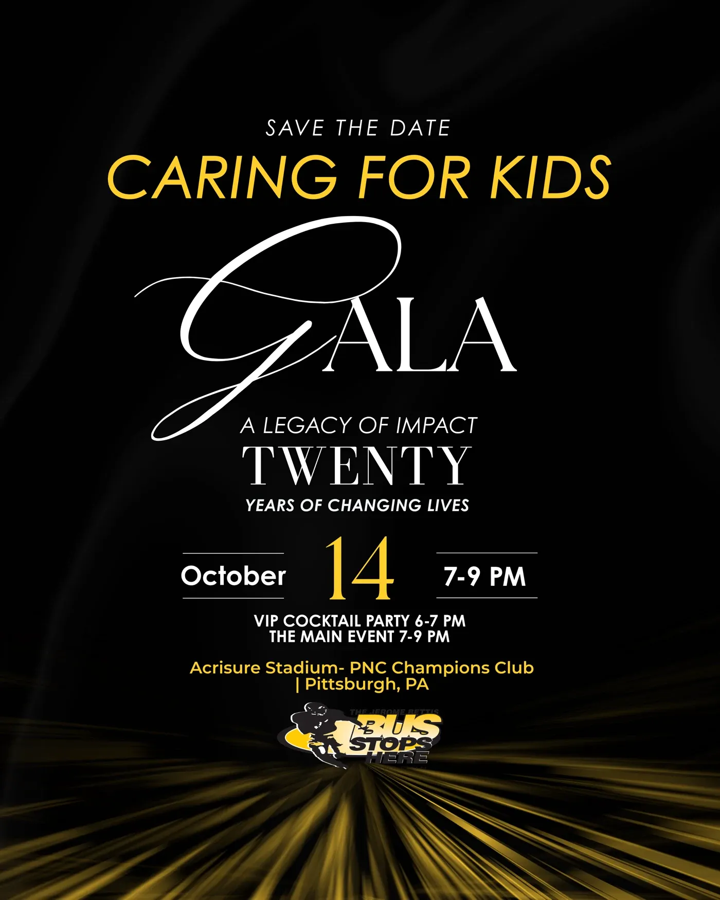 Caring for Kids Gala save the date - October 14 at Acrisure Stadium, PNC Champions Club